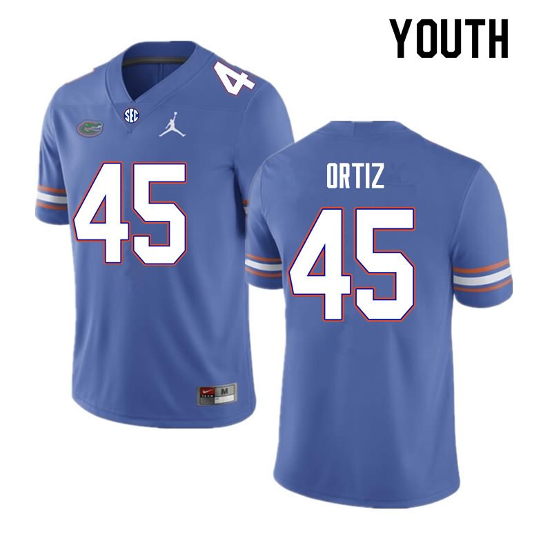 NCAA Florida Gators Marco Ortiz Youth #45 Nike Royal Stitched Authentic College Football Jersey QCU6664AH